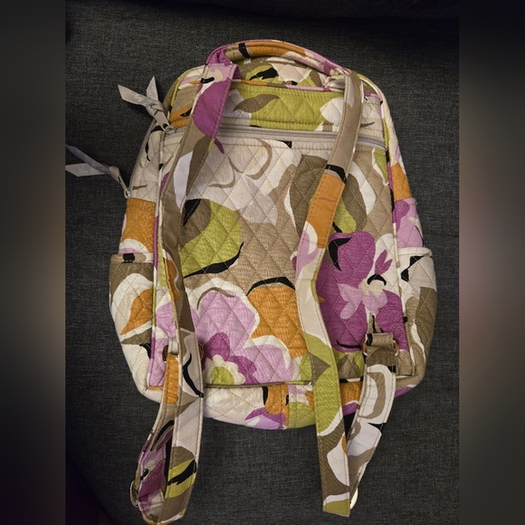 Floral Quilted Vera Bradley 5 Pockets Backpack Purse - Picture 2 of 9